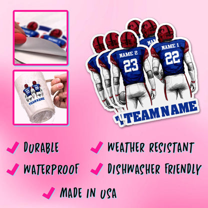 Custom football couple sticker with two players, names, numbers and a team name – view 4