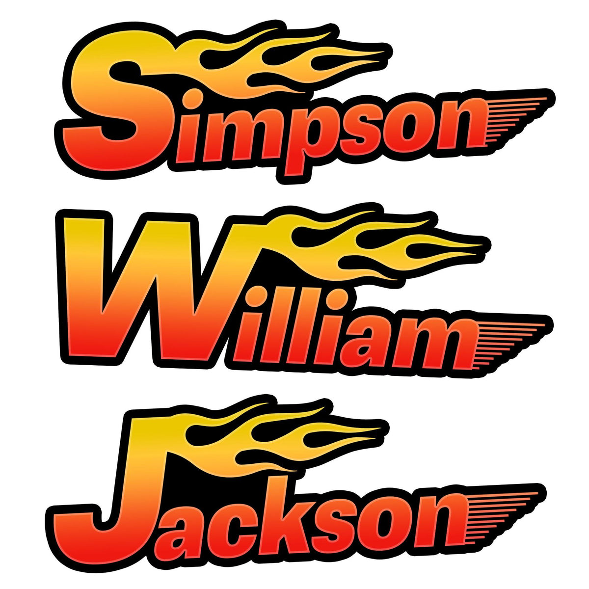Custom graffiti flame name sticker