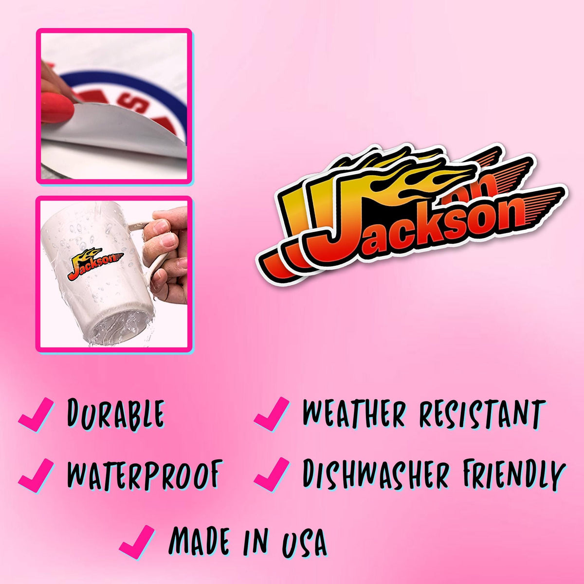 Custom graffiti flame name sticker – view 3