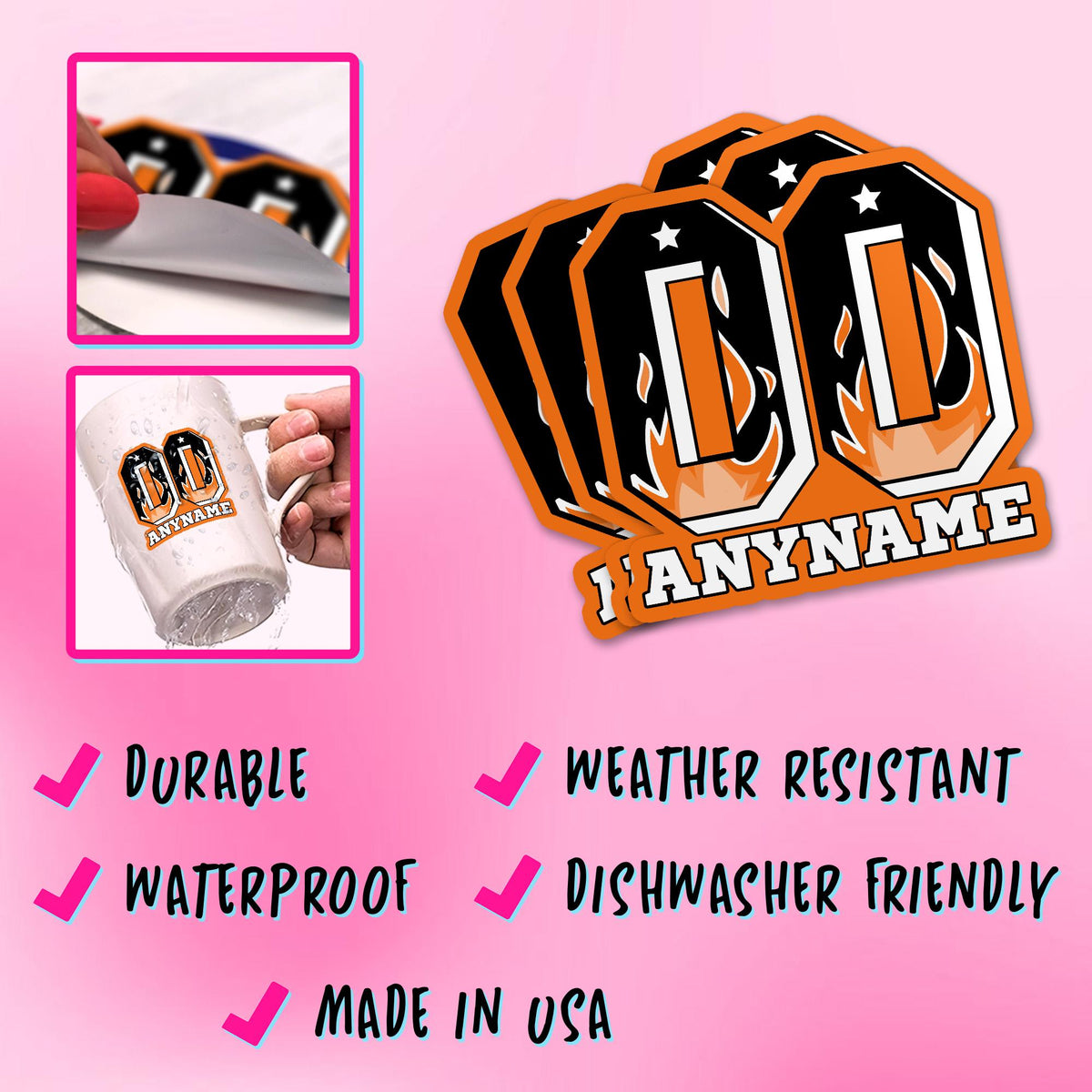 Custom football game day sticker with a name and number – view 4