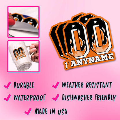 Custom football game day sticker with a name and number – view 4