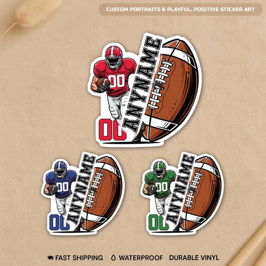 Custom Football Player Sticker with Ball by Stickreews