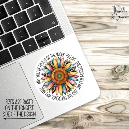 May You Be Proud of the Work You Do sticker, rainbow leopard print sunflower – view 3