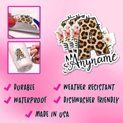 Custom Leopard Initial Name Sticker by Stickreews — view 3