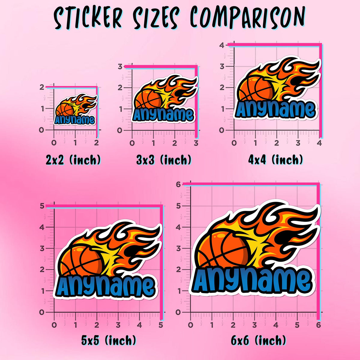 Custom die-cut basketball team sticker with a name and number – view 2