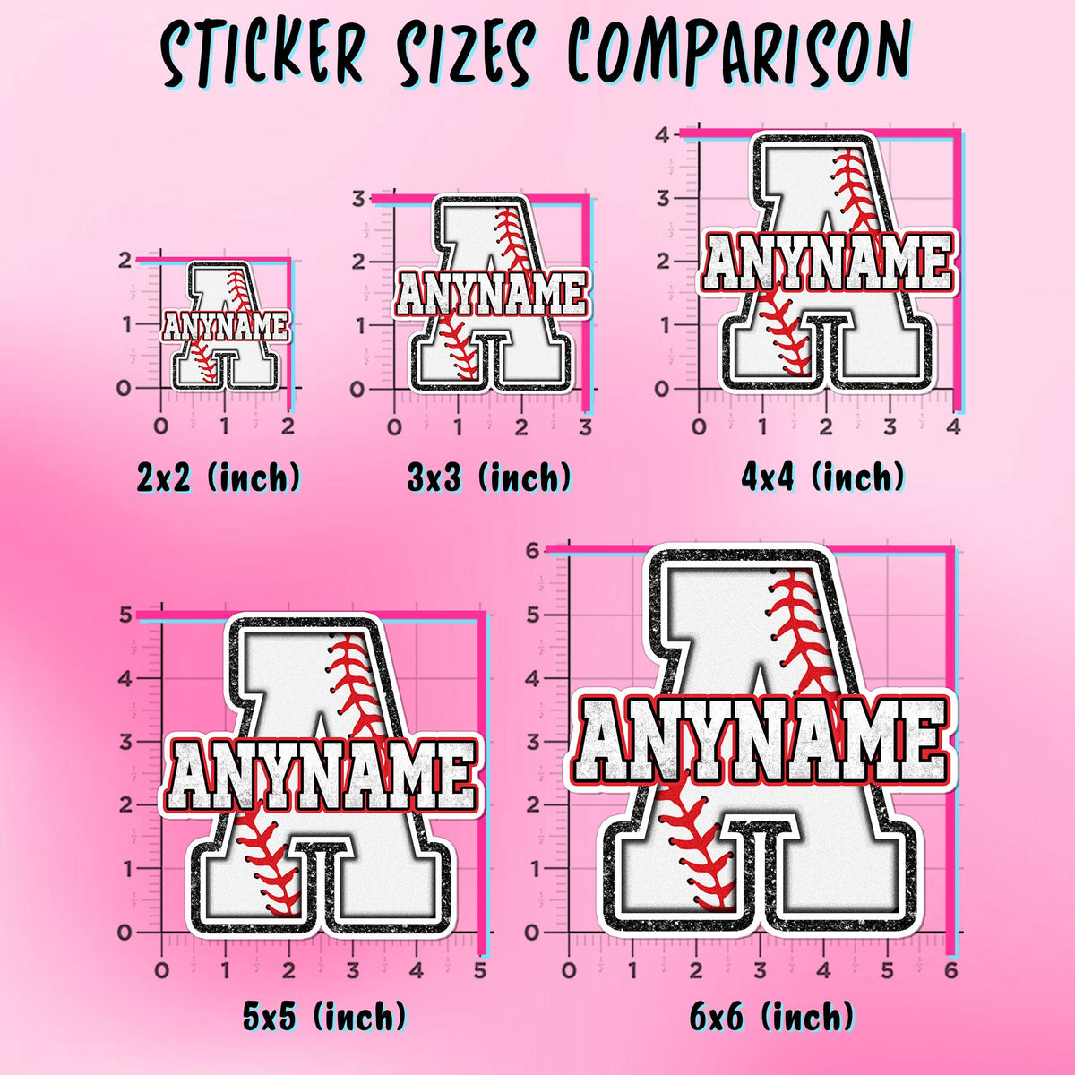 Custom baseball sticker with a stitched initial and a name – view 4
