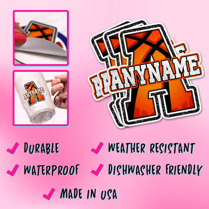 Custom basketball sticker with a big initial and a name – view 3