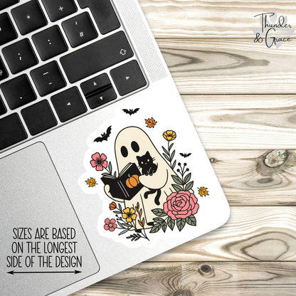 Cute Halloween Ghost Reading sticker – view 3