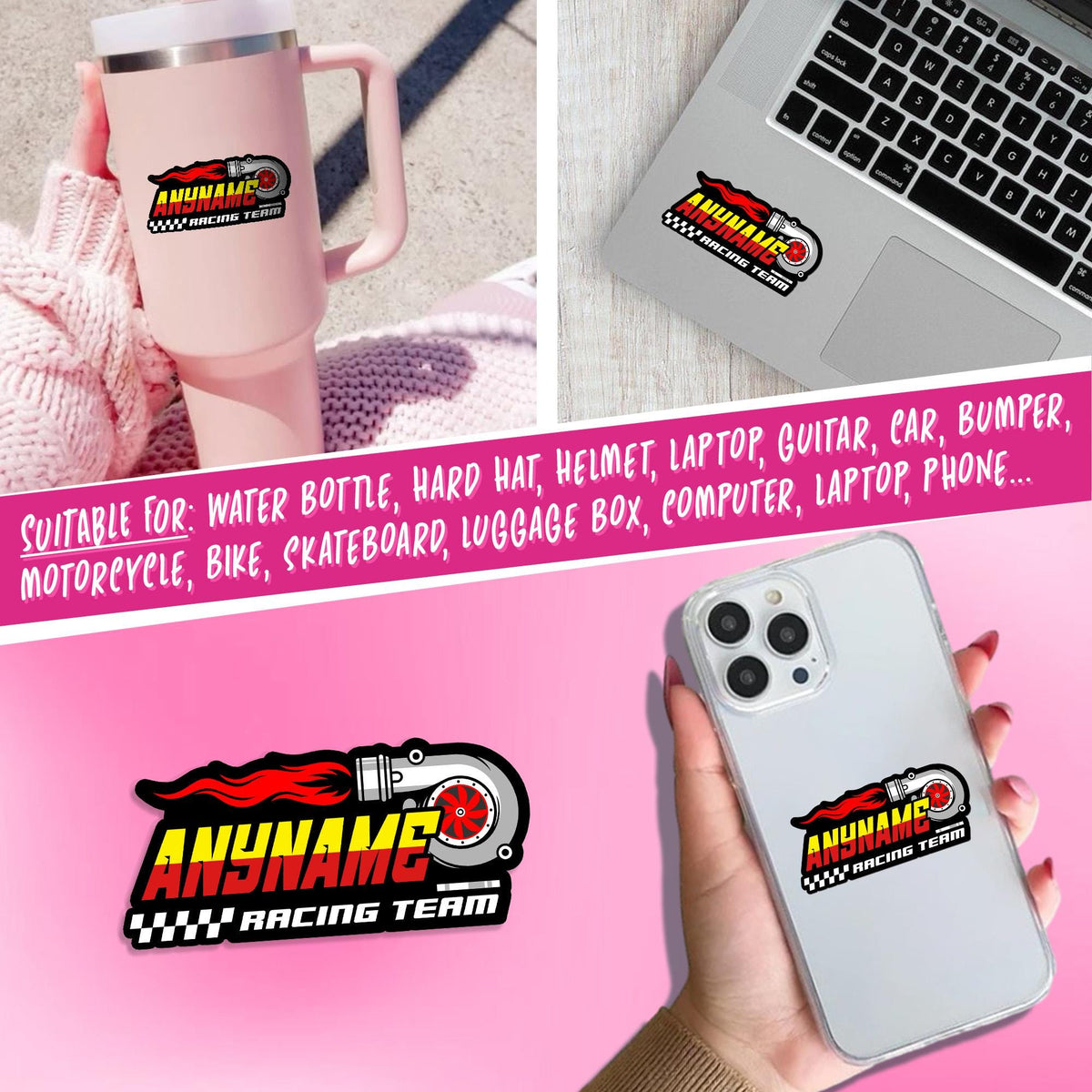 Custom speedy racing motorsport name sticker – view 5