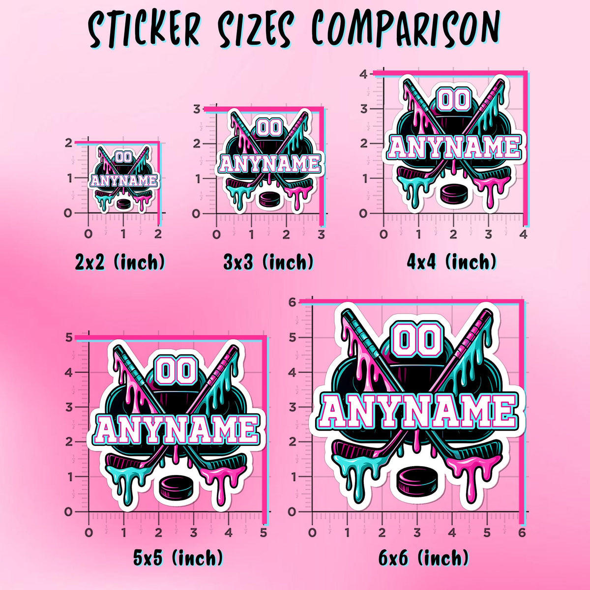 Custom ice hockey drip sticker with a name and number – view 3