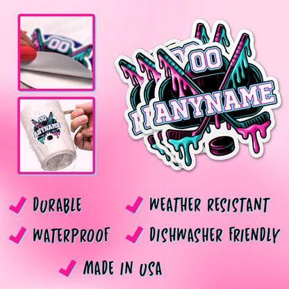 Custom ice hockey drip sticker with a name and number – view 7