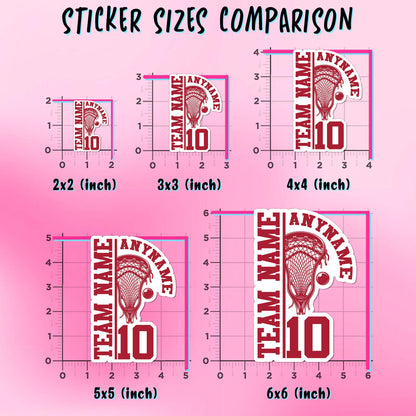 Custom lacrosse sticker with a name, number and team name – view 3