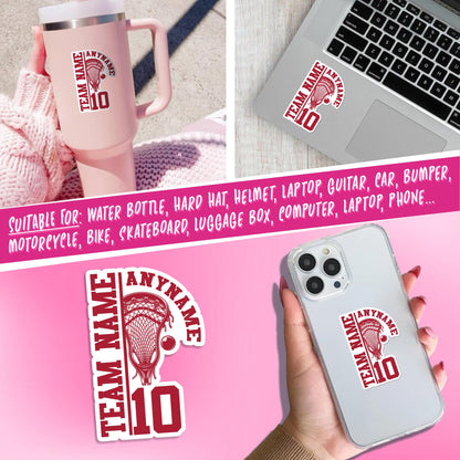 Custom lacrosse sticker with a name, number and team name – view 5