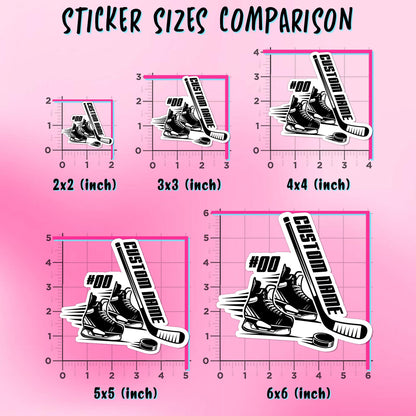 Custom black hockey sticker with a name and number – view 3