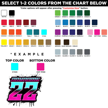 Custom two-tone motocross racer sticker with a name and number – view 2