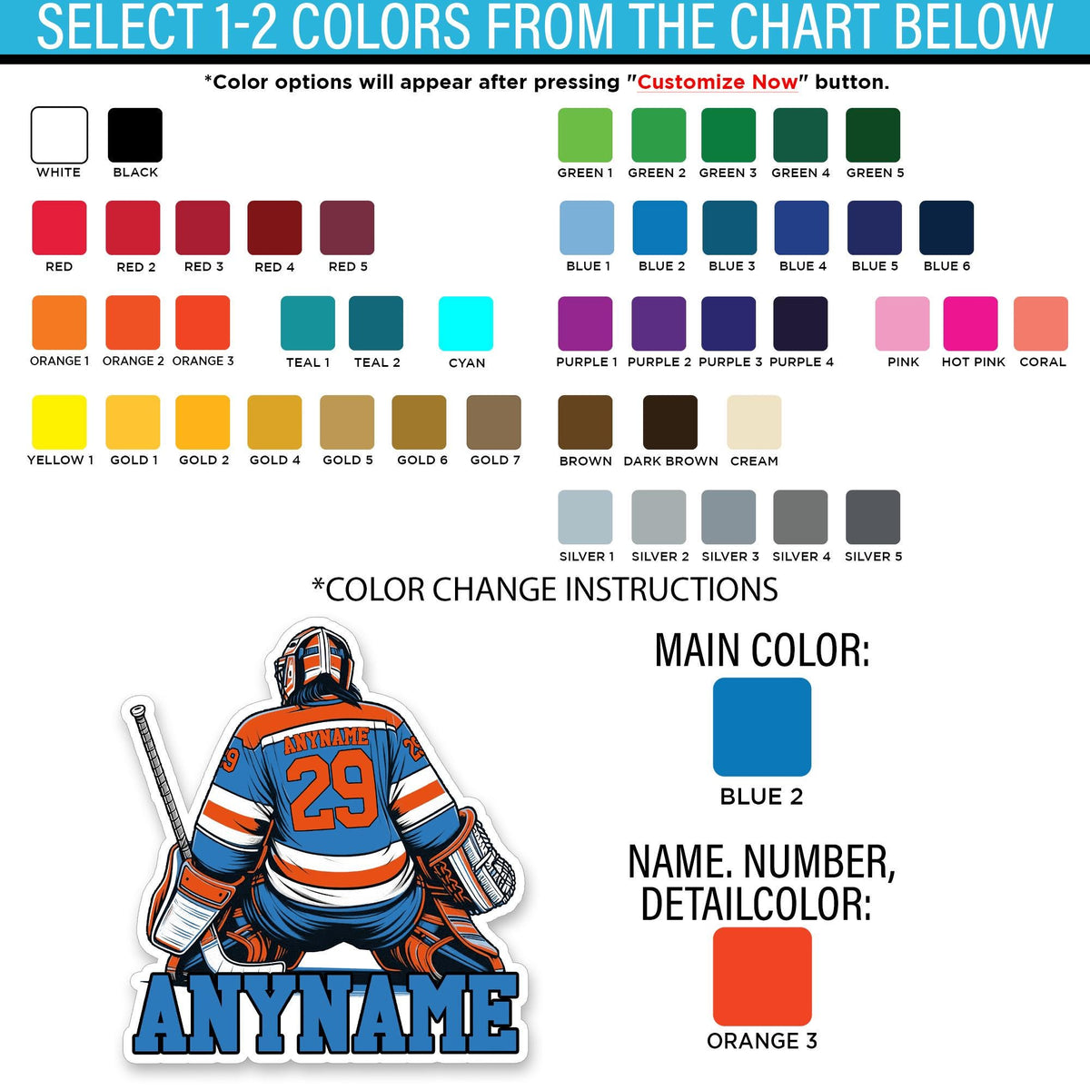 Custom Hockey Goalie Name & Number Sticker by Stickreews — view 2