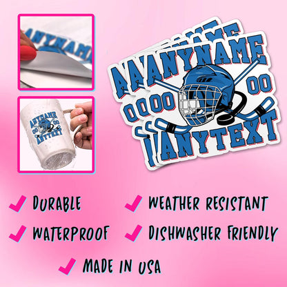 Custom hockey decal with a name, number and extra text – view 4