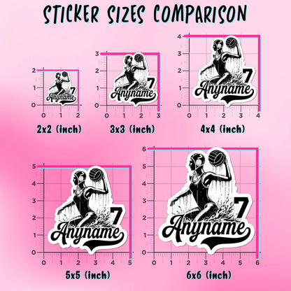 Custom water polo girl player sticker with a name – view 3