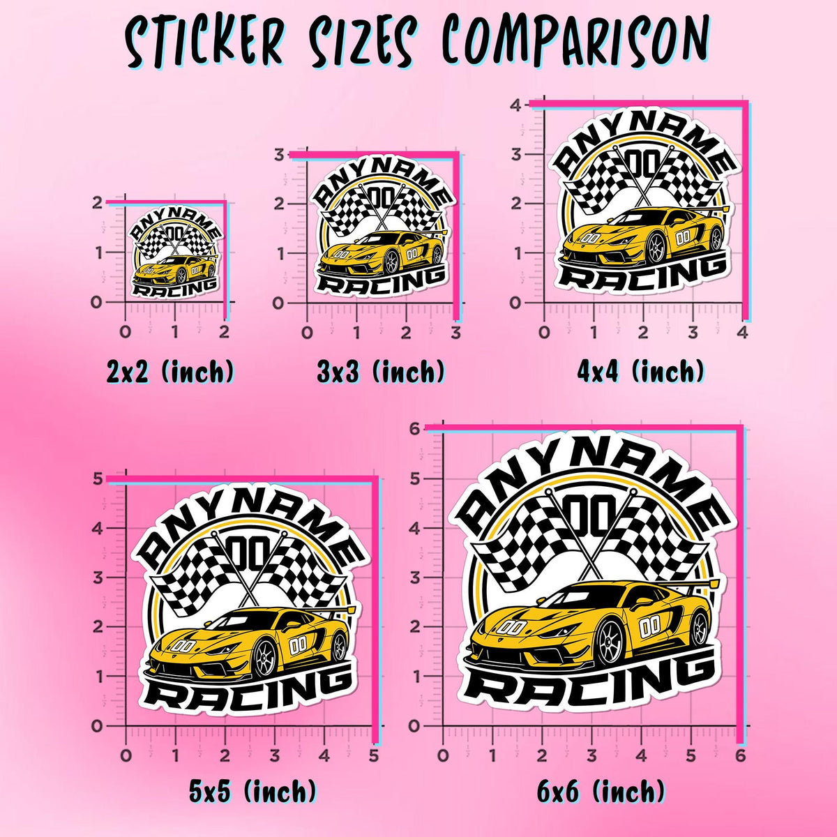 Custom speedy motorsport car sticker with a name and number – view 3