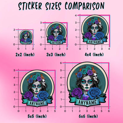 Custom Sugar Skull Name Sticker by Stickreews — view 2