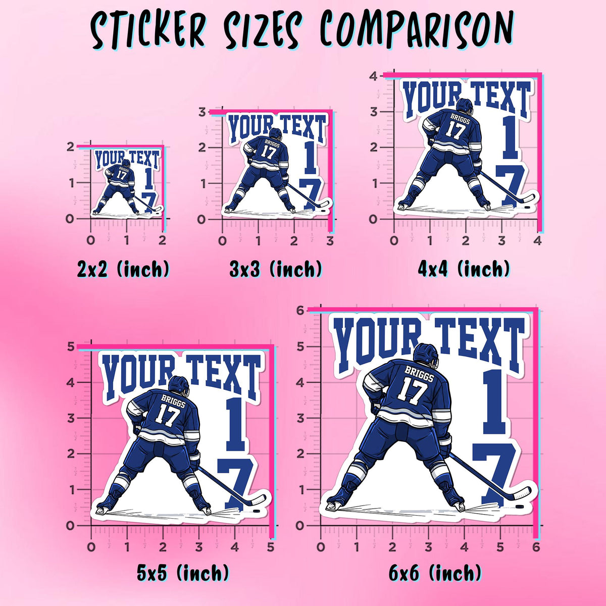 Custom ice hockey team spirit sticker with a name and number – view 3