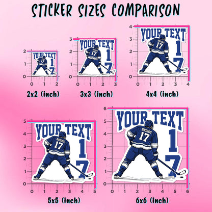 Custom ice hockey team spirit sticker with a name and number – view 3