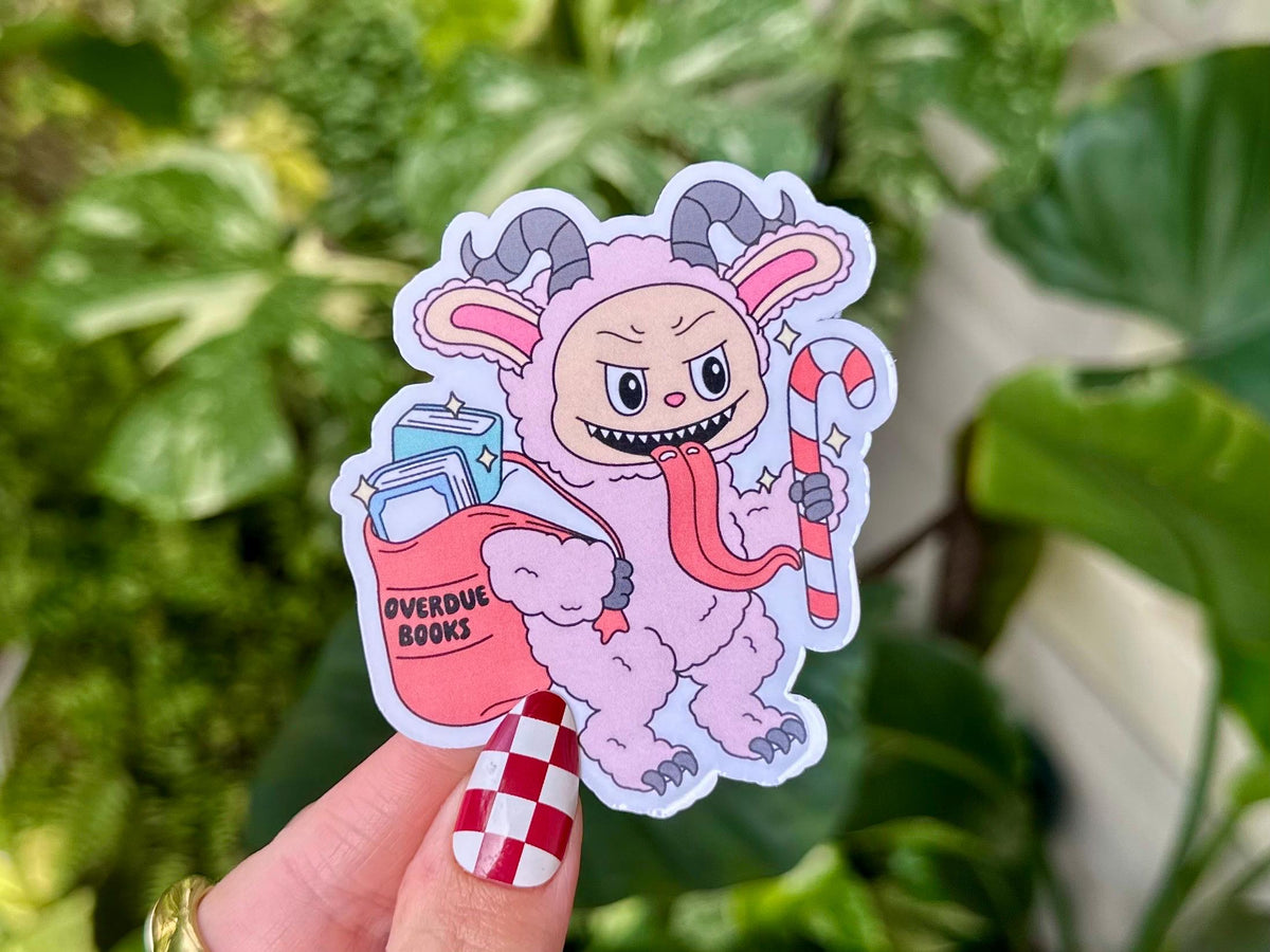 Krampus Overdue Books sticker