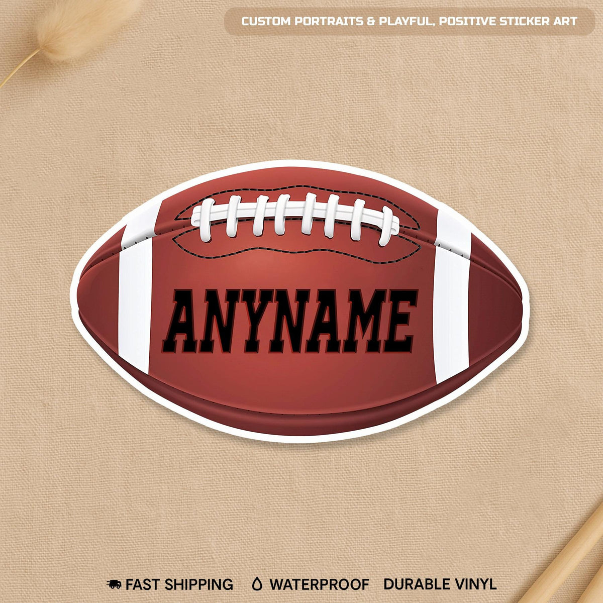 Custom Football Name & Number Sticker by Stickreews