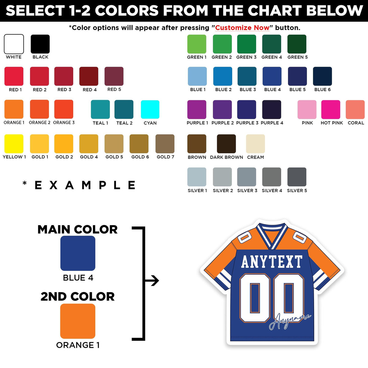 Custom football team shirt sticker with a name, number and extra text – view 2