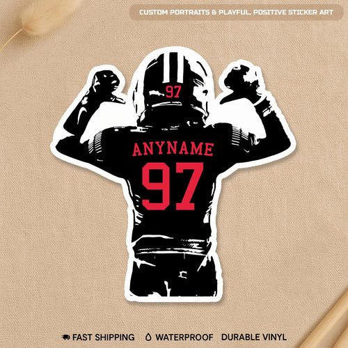 Custom football jersey sticker with a name and number in two tones