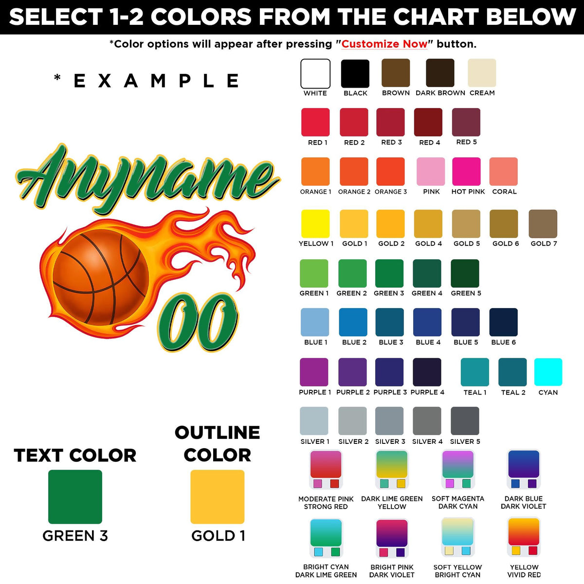 Custom basketball player sticker with a name and number plus an outline color – view 2