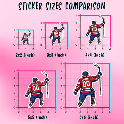 Custom hockey player slap shot sticker with a name and number – view 3