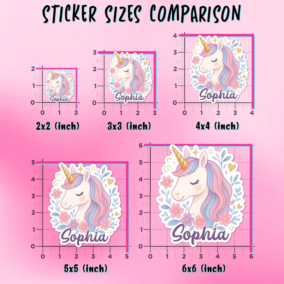 Custom Unicorn Floral Name Sticker by Stickreews — view 2