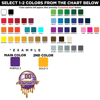 Custom basketball drip sticker with a name and number – view 2