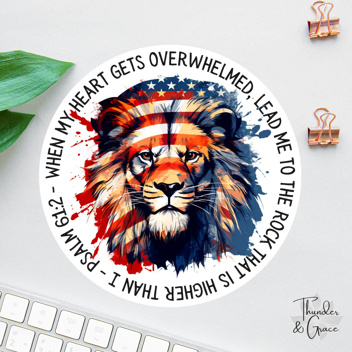 When My Heart Gets Overwhelmed sticker, patriotic lion