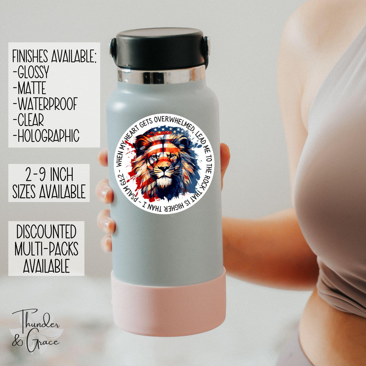 When My Heart Gets Overwhelmed sticker, patriotic lion – view 2