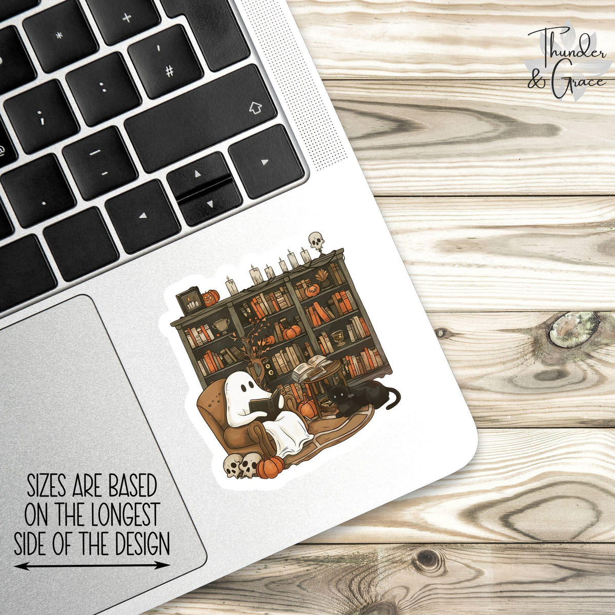 Spooky Halloween Ghost Reading Library sticker – view 3