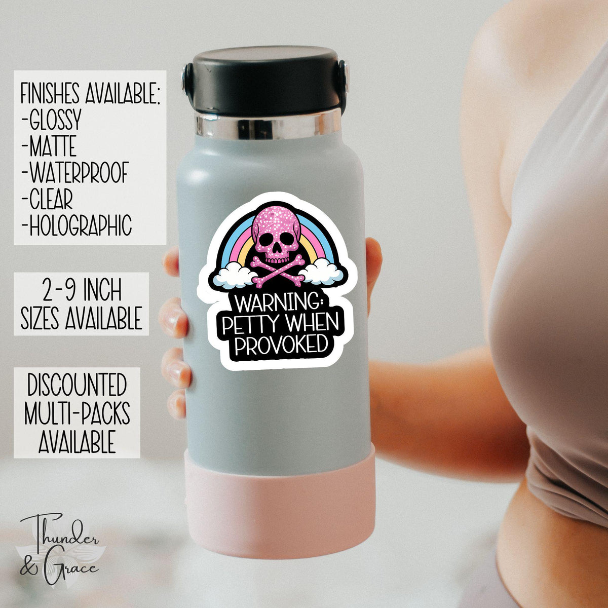 Warning Petty When Provoked sticker – view 2