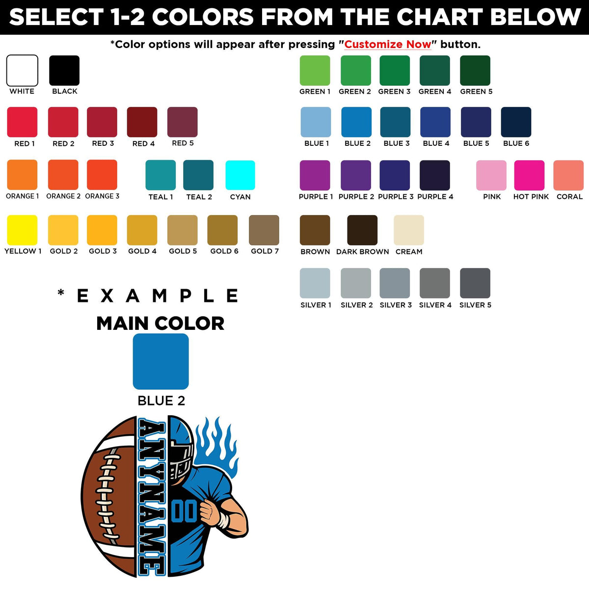 Custom football team spirit player sticker with a name and number – view 2