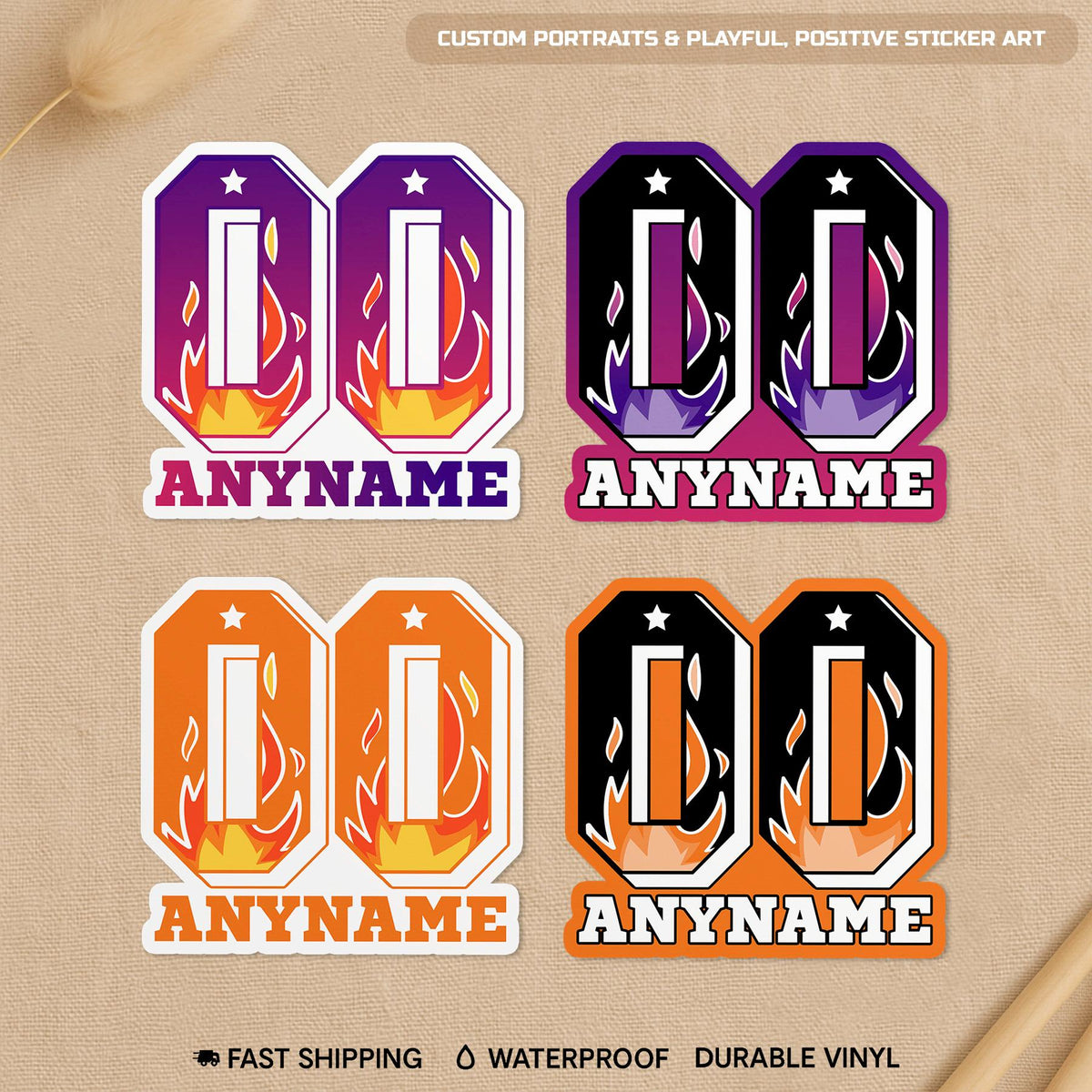 Custom football game day sticker with a name and number