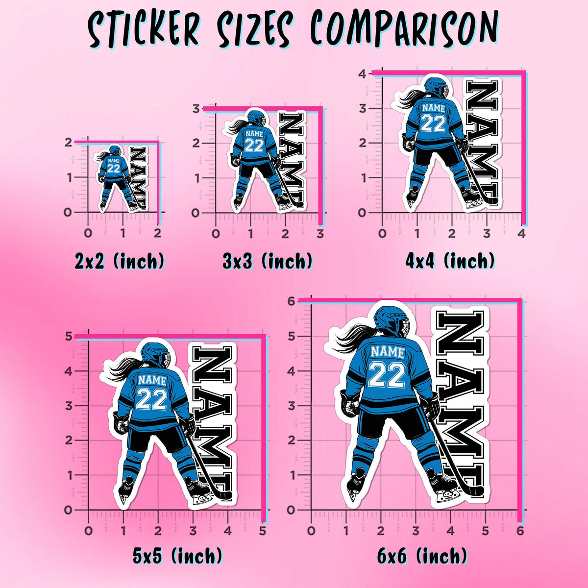 Custom Hockey Skater Name & Number Sticker by Stickreews — view 3