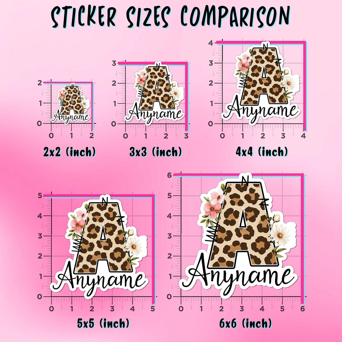 Custom Leopard Initial Name Sticker by Stickreews — view 2