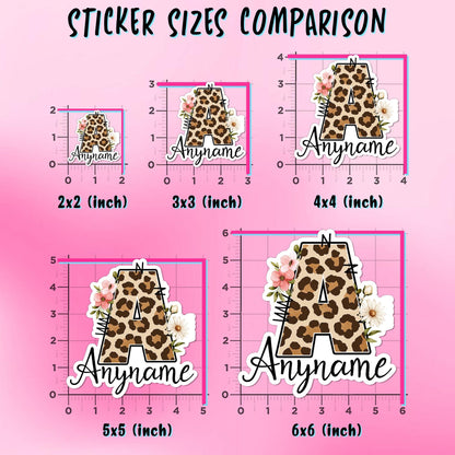 Custom Leopard Initial Name Sticker by Stickreews — view 2