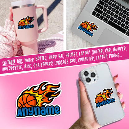 Custom die-cut basketball team sticker with a name and number – view 4