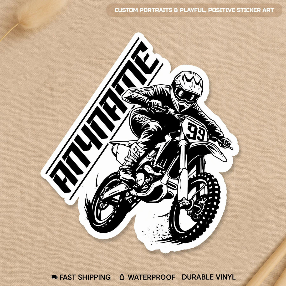 Custom Motocross Rider Name & Number Sticker by Stickreews