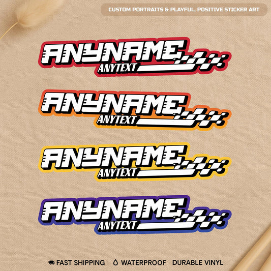 Custom race car speed name sticker