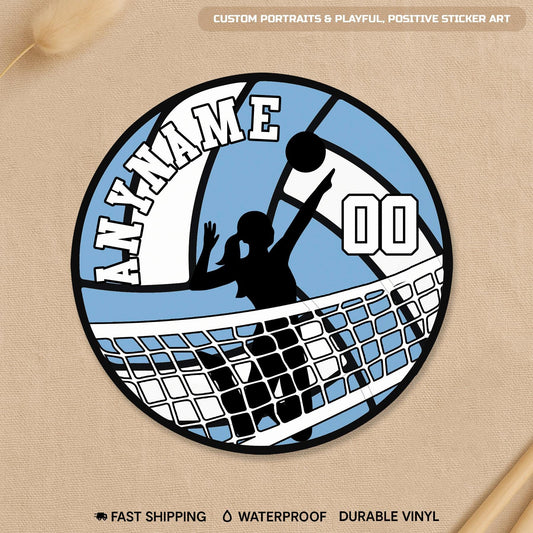 Custom Volleyball Name & Number Sticker by Stickreews