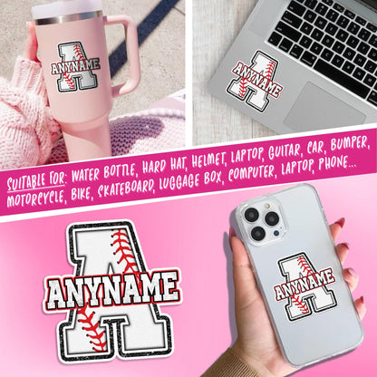 Custom baseball sticker with a stitched initial and a name – view 6