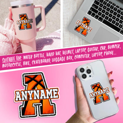 Custom basketball sticker with a big initial and a name – view 4
