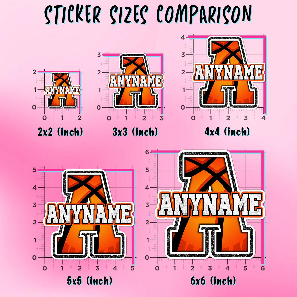 Custom basketball sticker with a big initial and a name – view 2